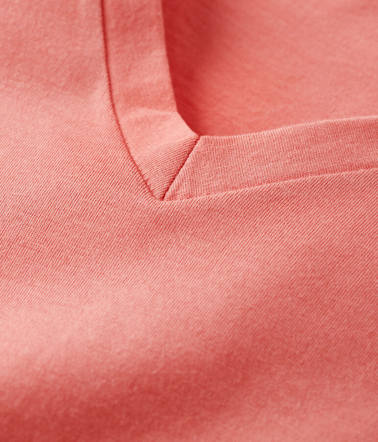 Camiseta RECTA con cuello de pico de algod&oacute;n org&aacute;nico de mujer rosa