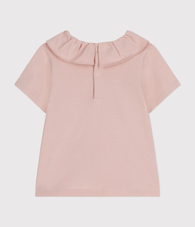 Blusa de manga corta de punto para beb&eacute; rosa