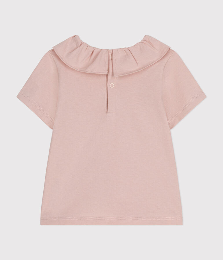 Blusa de manga corta de punto para beb&eacute; rosa