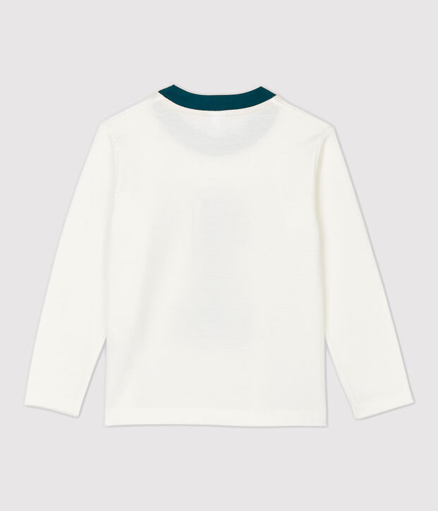 Camiseta de manga larga de algod&oacute;n de ni&ntilde;o blanco