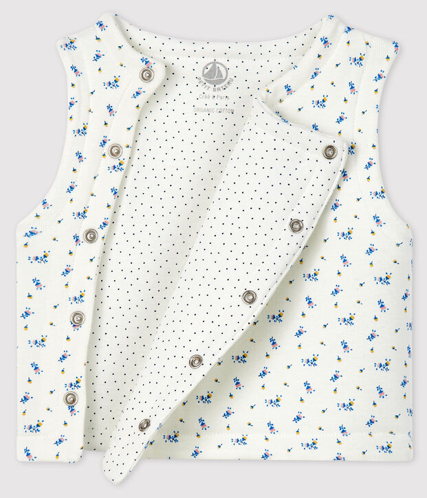 Chaleco reversible de algod&oacute;n biol&oacute;gico enguatado blanco/azul