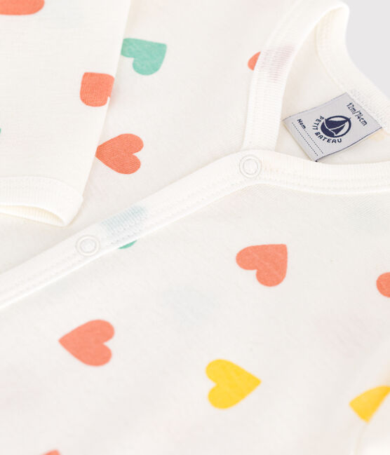 Pijama de algodón con corazones para bebé blanco MARSHMALLOW/blanco MULTICO
