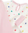 Camisón de manga larga de corazones para niña de punto doble cara blanco MARSHMALLOW/blanco MULTICO
