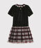 Vestido de manga corta para niña negro NOIR/blanco MULTICO