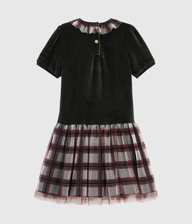 Vestido de manga corta para ni&ntilde;a negro/multicolor