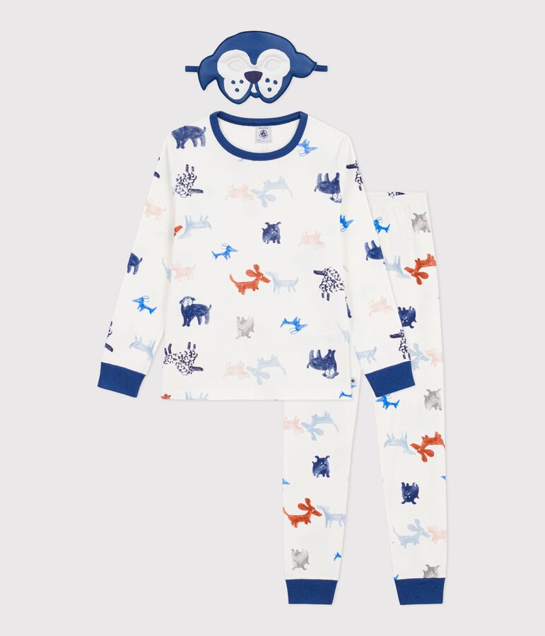 Pijama disfraz infantil de algod&oacute;n con estampado de perros blanco/multicolor