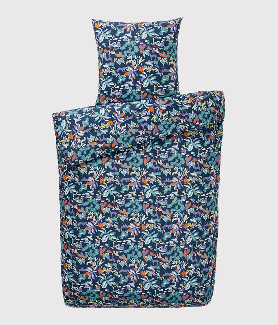 Juego de cama con estampado de jungla de popelina azul MEDIEVAL/blanco MULTICO