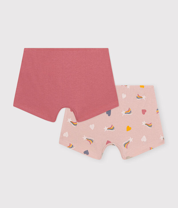Juego de 2 culottes infantiles de algod&oacute;n con coraz&oacute;n multicolor
