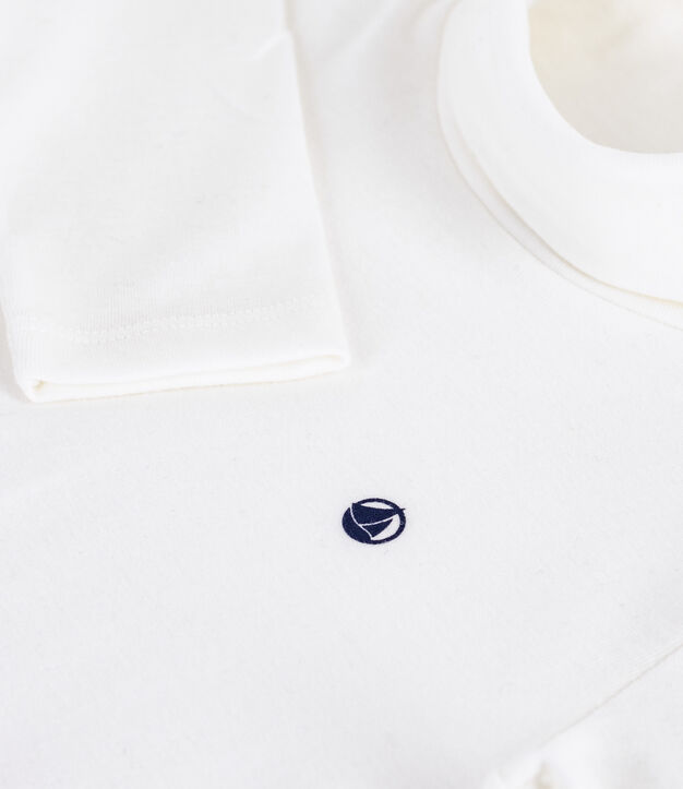 Camiseta infantil de cuello alto de algod&oacute;n blanco