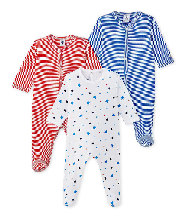 Lote de 3 pijamas para beb&eacute; ni&ntilde;o blanco