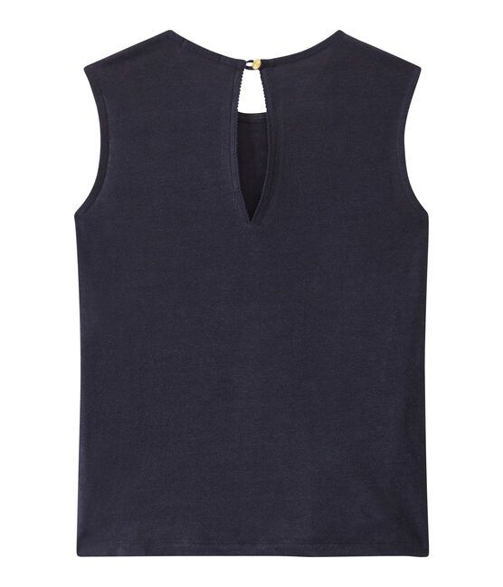 Camiseta sin mangas de lino para mujer azul SMOKING