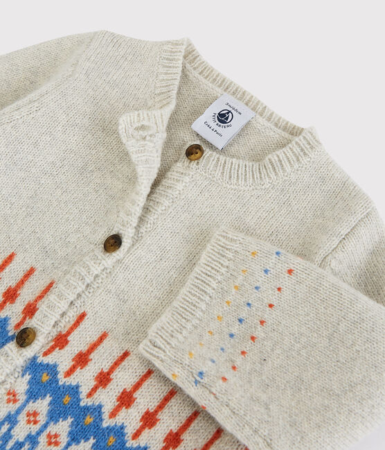 Cárdigan de Jacquard de bebé de tejido de punto con lana. beige MONTELIMAR CHINE
