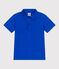 Polo infantil de algodón liso de manga corta azul PERSE