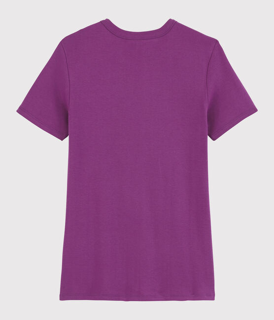 Camiseta de cuello redondo emblemática de algodón de mujer violeta HIBISCUS