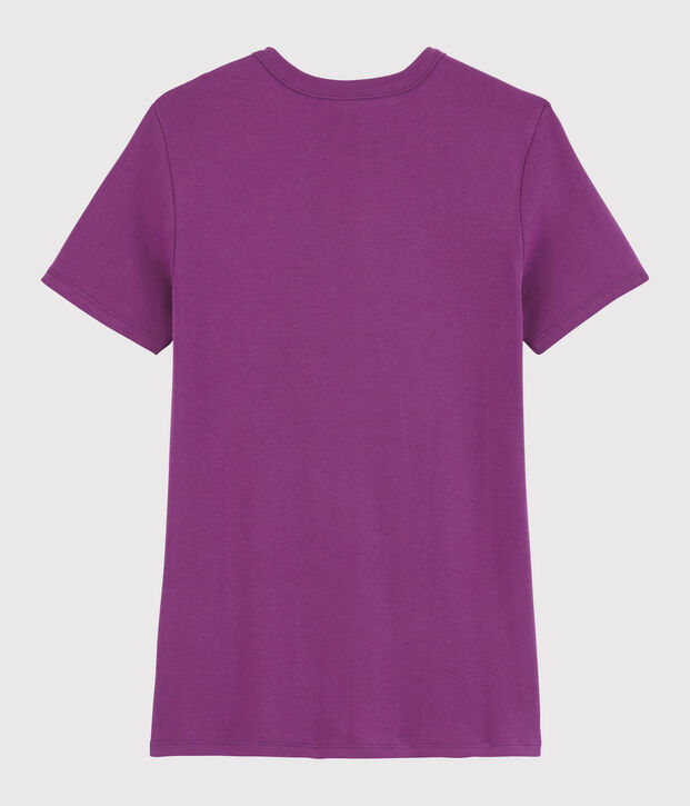 Camiseta de cuello redondo emblem&aacute;tica de algod&oacute;n de mujer violeta