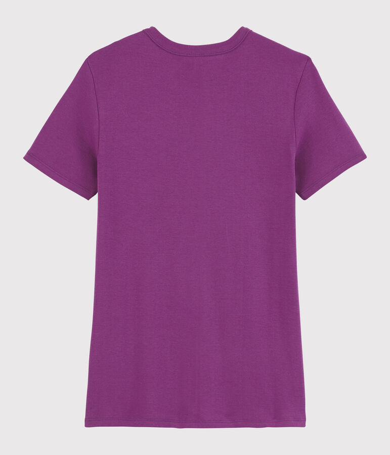 Camiseta de cuello redondo emblem&aacute;tica de algod&oacute;n de mujer violeta