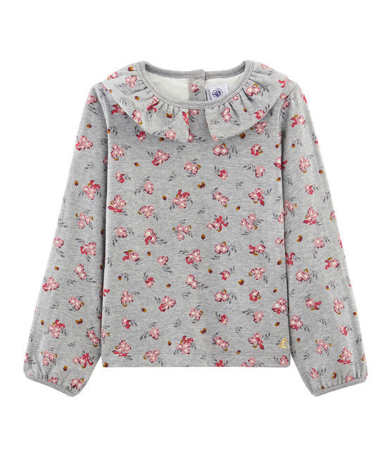 Camiseta de manga larga para niña gris BELUGA/blanco MULTICO
