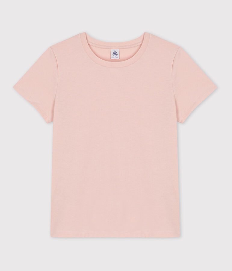 Camiseta RECTA con cuello redondo de algod&oacute;n org&aacute;nico de mujer rosa