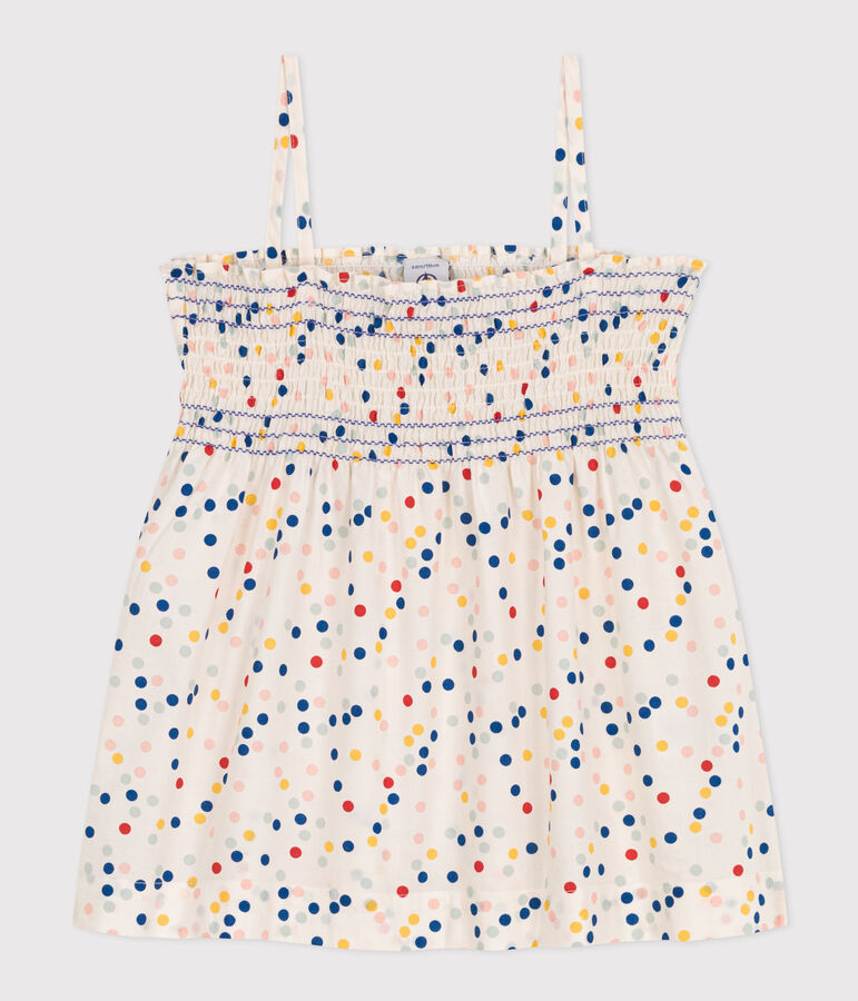 Blusa sin mangas de algod&oacute;n para ni&ntilde;a blanco/multicolor