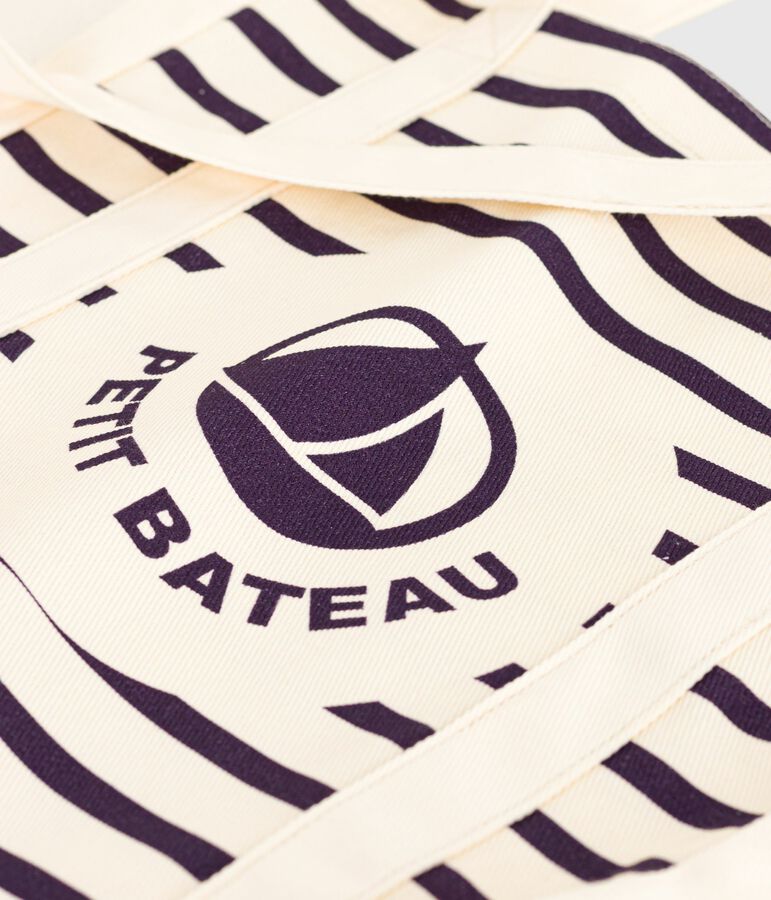 Tote bag de tela a rayas para adulto azul MARSHMALLOW/ SOIR