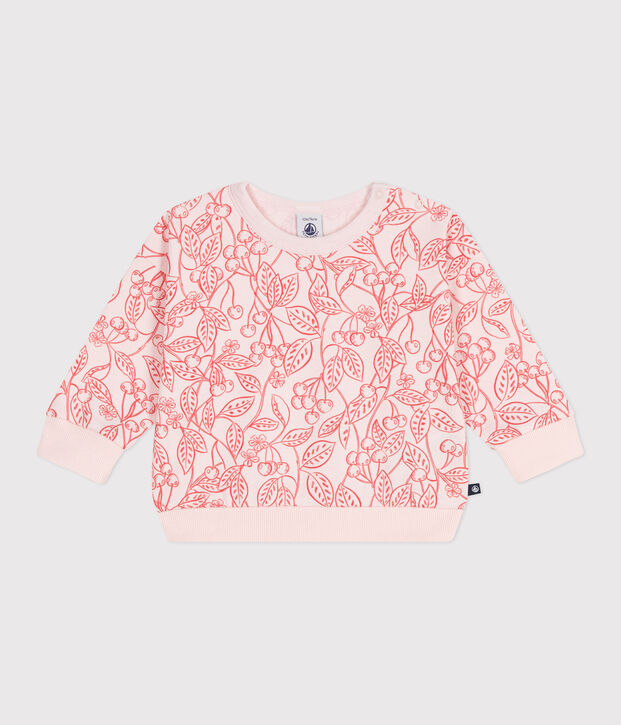 Sudadera de algod&oacute;n con estampado de cerezas rosas para beb&eacute; rosa/rojo