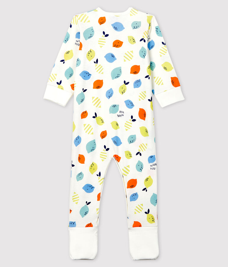 Pijama enterizo con pies desmontables de beb&eacute; de algod&oacute;n ecol&oacute;gico blanco/multicolor
