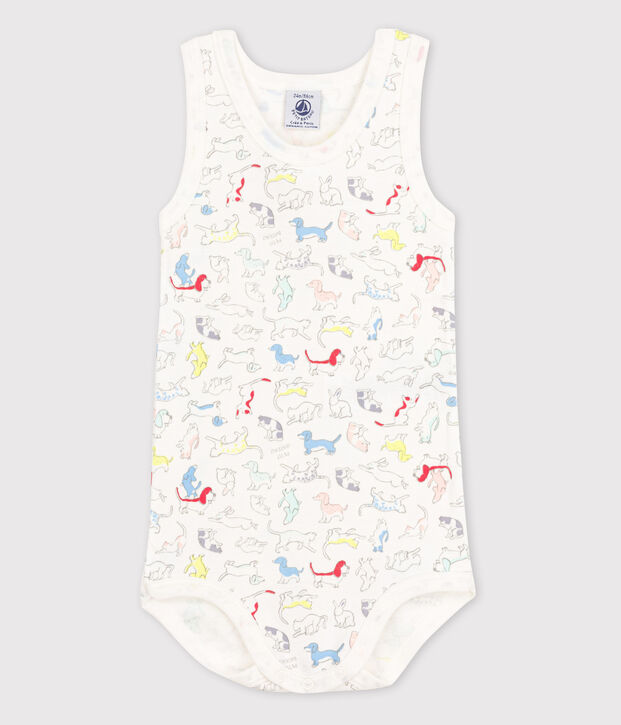 Bodi sin mangas de beb&eacute; ni&ntilde;o blanco/multicolor
