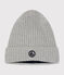 Gorro infantil de punto tricotado con forro polar gris CHATON CHINE