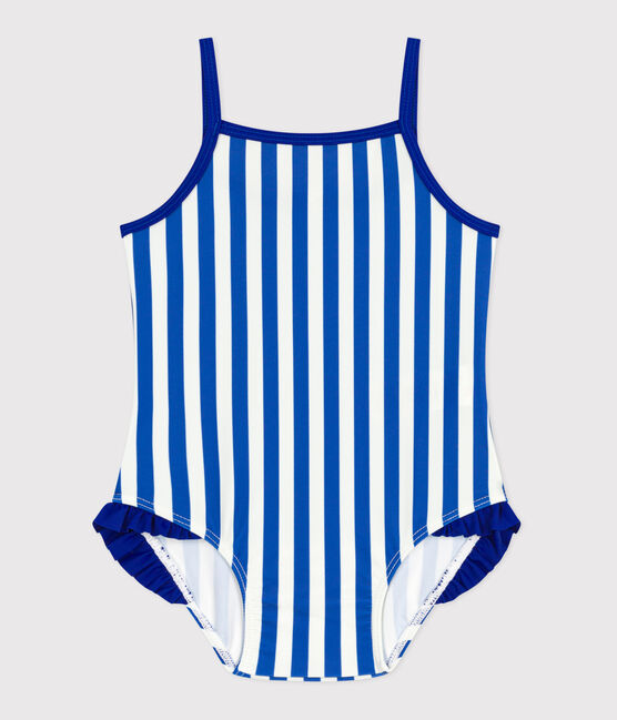Bañador con volantes y estampado de rayas para bebé azul SURF/blanco MARSHMALLOW