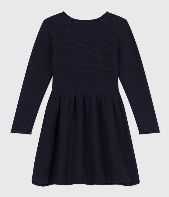 Vestido de manga larga de punto de niña azul SMOKING