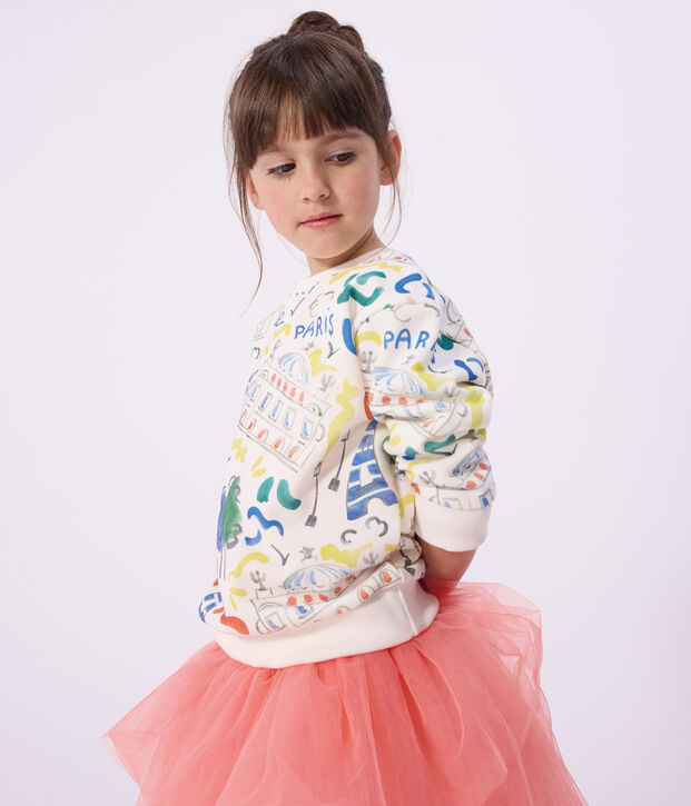 Sudadera infantil de algod&oacute;n con estampado blanco/multicolor