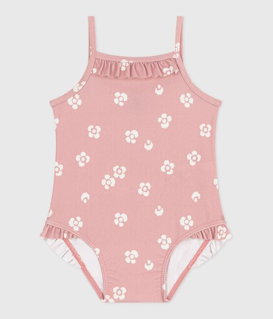 Bañador con volantes y estampado de flores para bebé rosa CHARME/blanco MARSHMALLOW