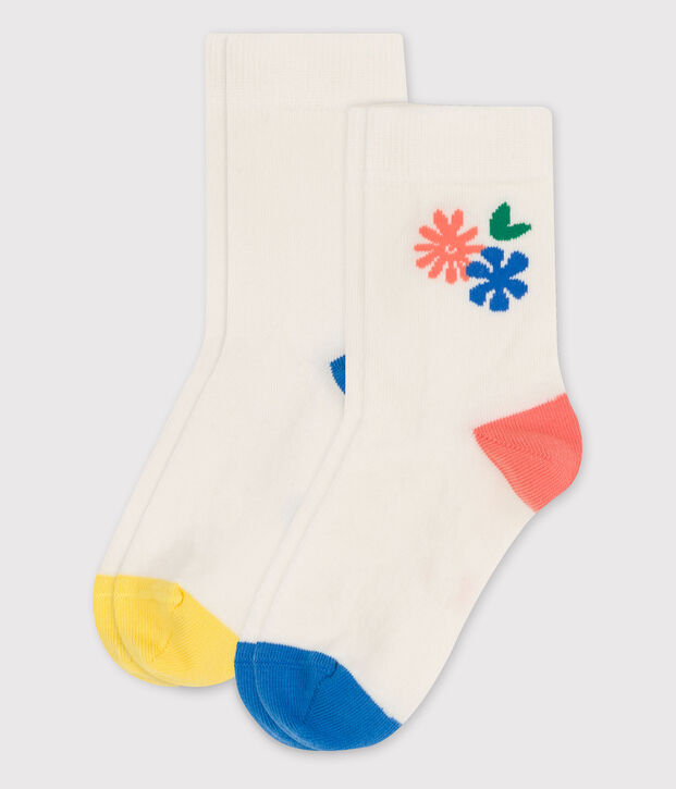 Juego de 2 pares de calcetines de ni&ntilde;a multicolor