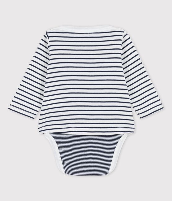 Body marinero de algodón ecológico para bebé blanco MARSHMALLOW/azul SMOKING