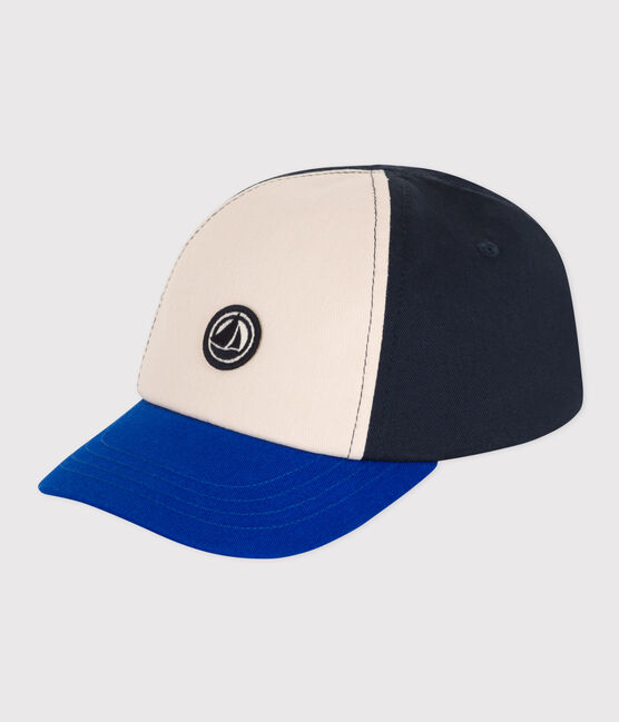 Gorra de algodón de bebé azul SMOKING/blanco MULTICO