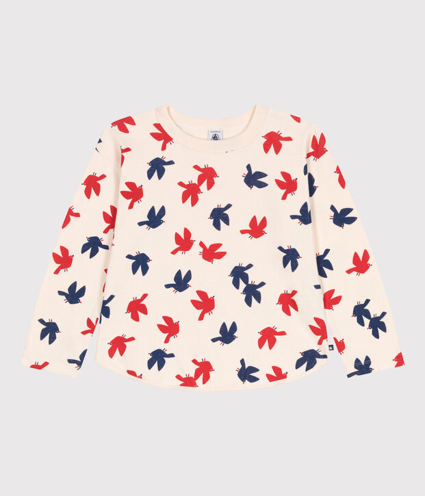 Camiseta infantil de algod&oacute;n de manga larga con estampado crudo/multicolor