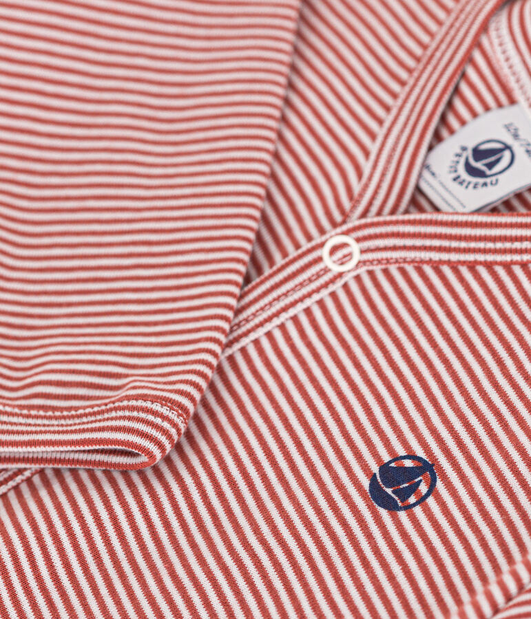 Pijama de algod&oacute;n a rayas para beb&eacute; marron/blanco