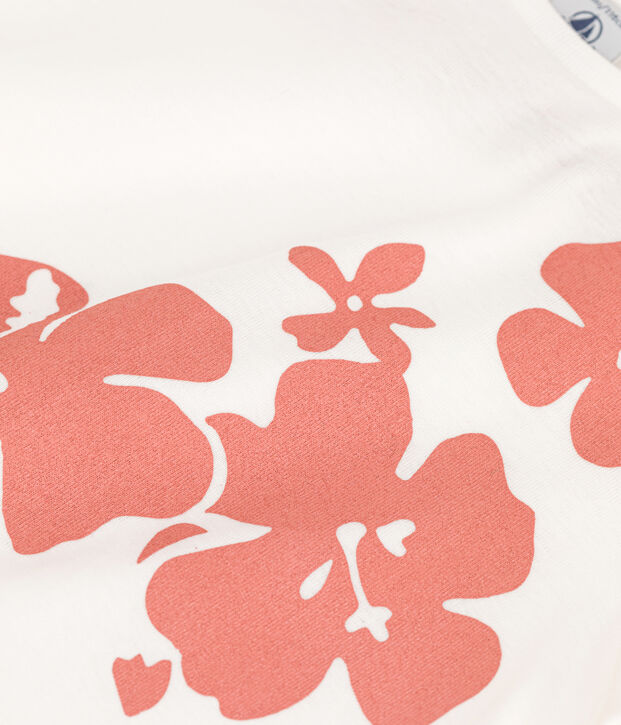 Camiseta de algod&oacute;n de manga corta para ni&ntilde;a blanco