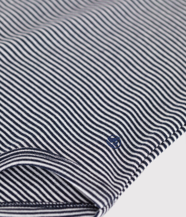 Body de algod&oacute;n con cuello de polo a rayas para beb&eacute; azul/blanco