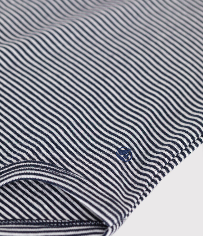 Body de algod&oacute;n con cuello de polo a rayas para beb&eacute; azul/blanco