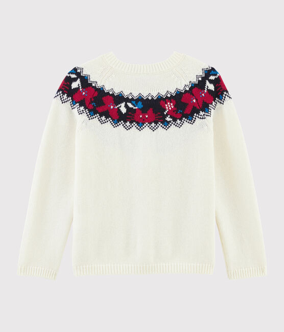 Cárdigan de lana y algodón para niña blanco MARSHMALLOW/blanco MULTICO