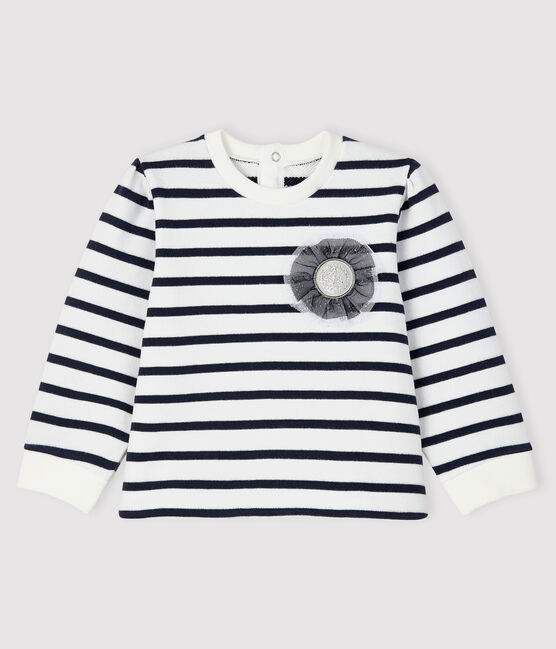 Sudadera emblemática para bebé niña blanco MARSHMALLOW/azul SMOKING