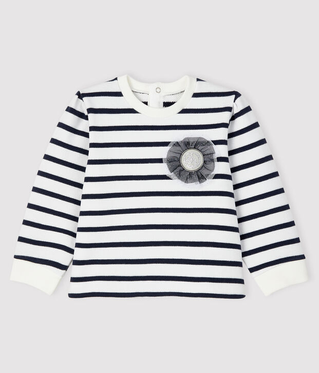 Sudadera emblem&aacute;tica para beb&eacute; ni&ntilde;a blanco/azul