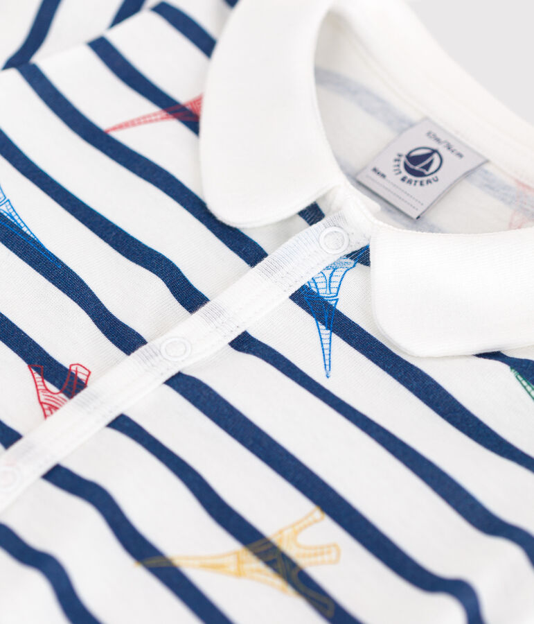 Mono corto de algod&oacute;n con motivo de Par&iacute;s para beb&eacute; blanco/multicolor