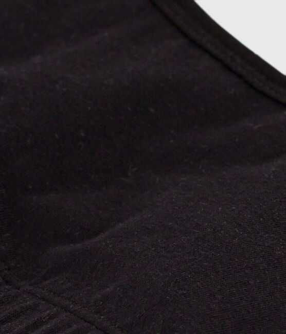 Top liso de algodón y elastano para mujer negro BLACK