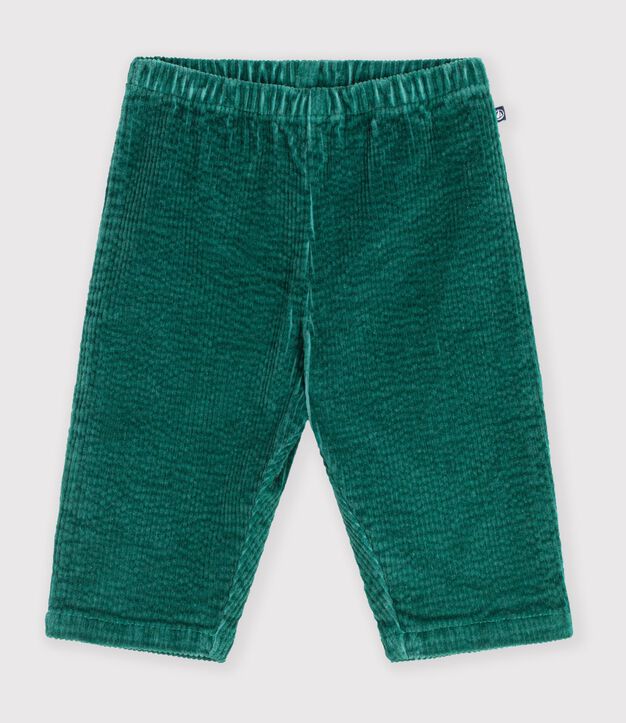 Pantal&oacute;n de terciopelo liso para beb&eacute; verde