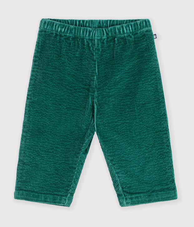 Pantal&oacute;n de terciopelo liso para beb&eacute; verde