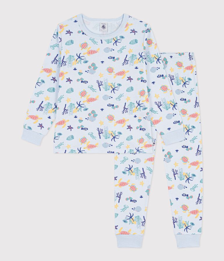 Pijama infantil de algod&oacute;n con estampado fosforescente azul/multicolor