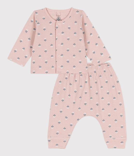 Conjunto de túbico estampado para bebé rosa SALINE/blanco MULTICO