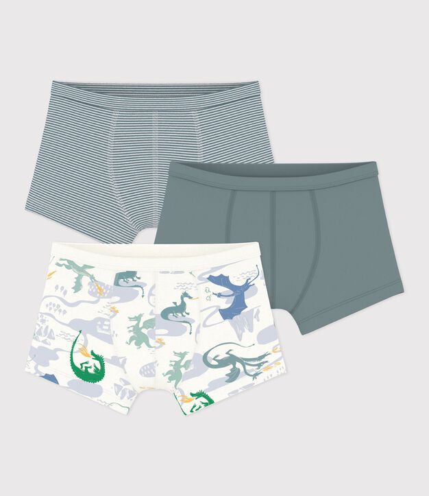 Juego de b&oacute;xeres infantiles de algod&oacute;n con ribete en la cintura y estampado de dragones multicolor